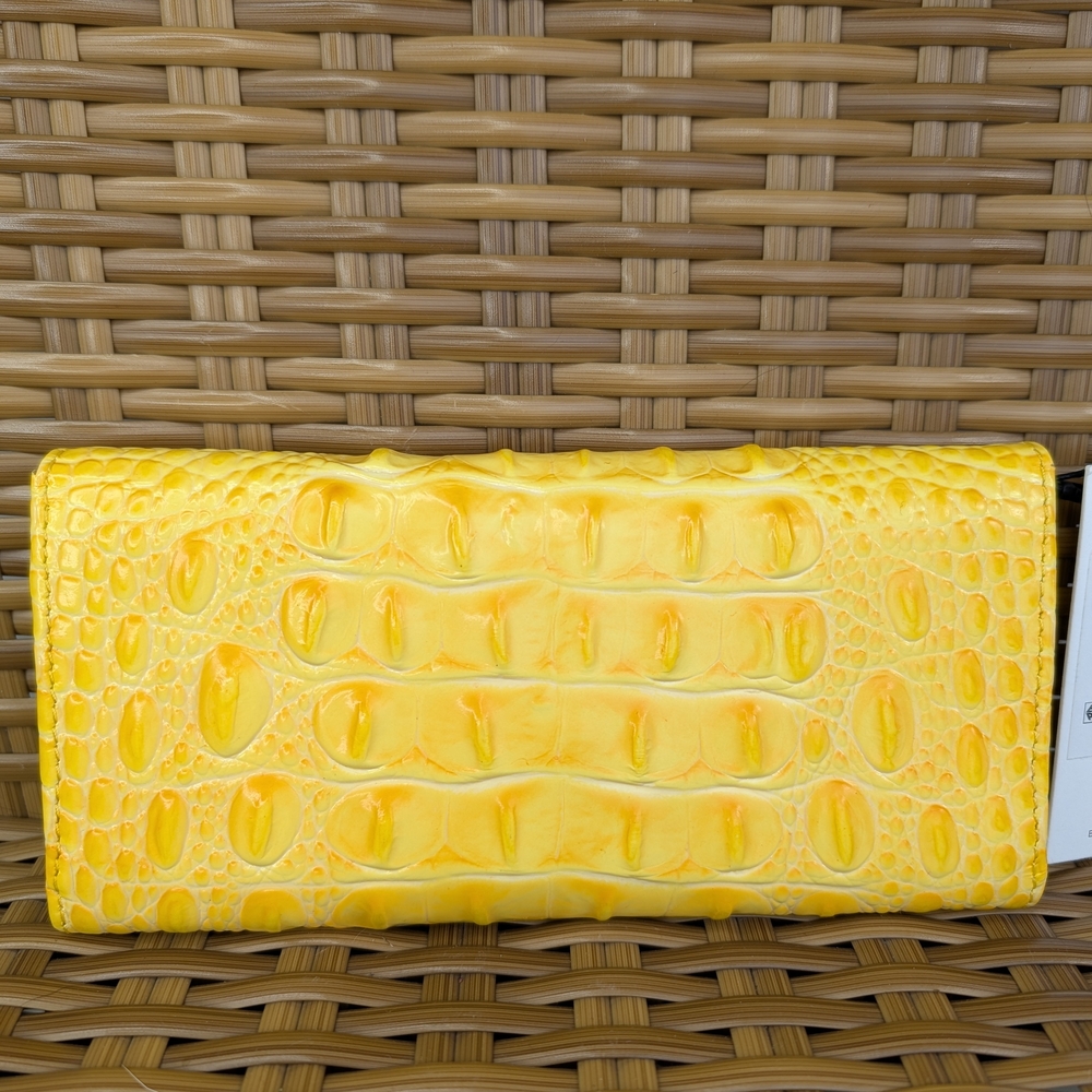 Brahmin Veronica Buttercup Melbourne Yellow Croc Embossed Leather Clutch Wallet - Picture 4 of 16